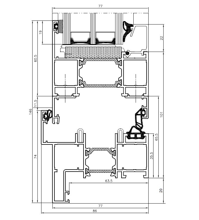 Binnendraaiend met aanslag onderdetail