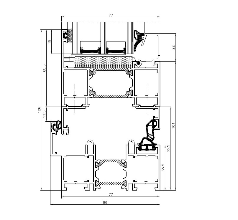 Binnendraaiend met aanslag onderdetail